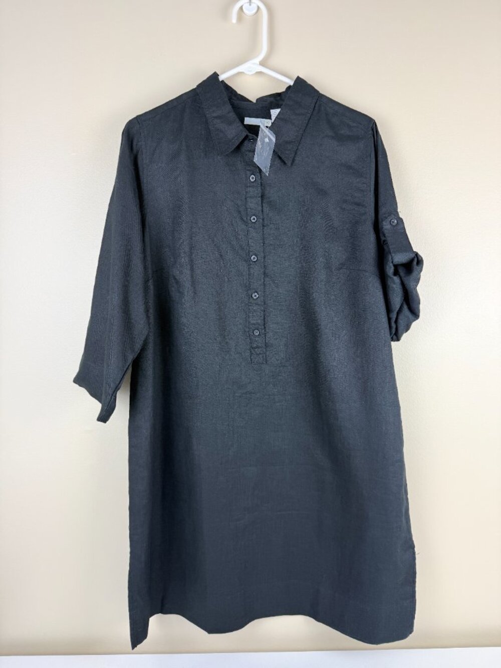 NWOT New 100% Linen Button Front Shirt Dress Tunic